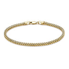 9K Yellow Gold 3mm Square Spiga Chain Bracelet 7.5 Inch