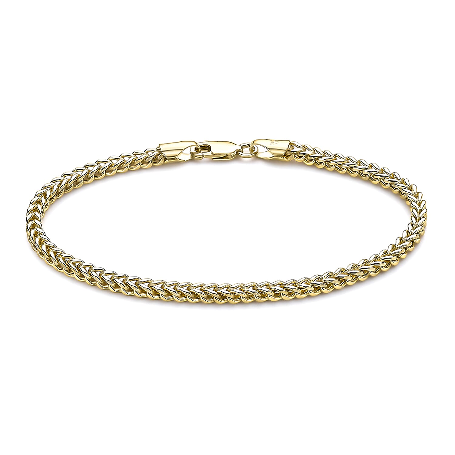 9K Yellow Gold 3mm Square Spiga Chain Bracelet 7.5 Inch 8894685 0