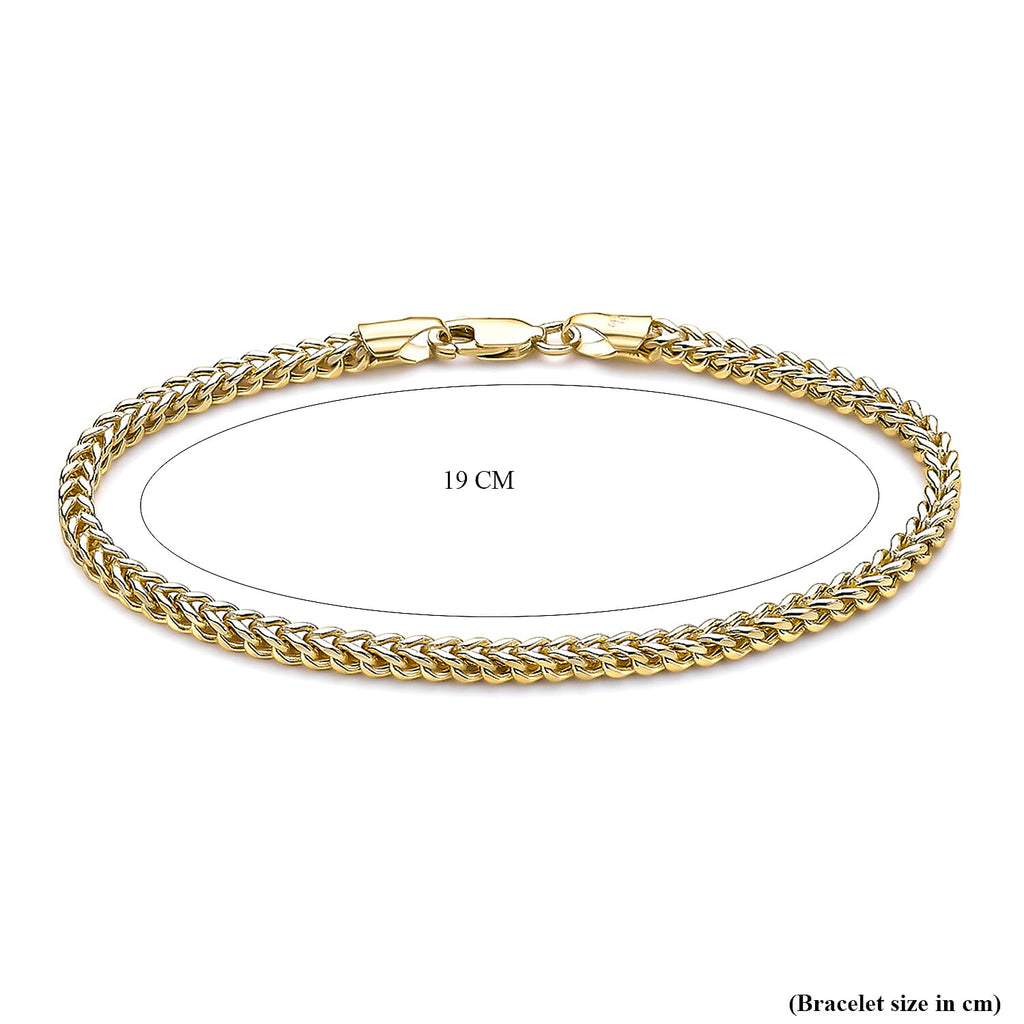 9K Yellow Gold 3mm Square Spiga Chain Bracelet 7.5 Inch