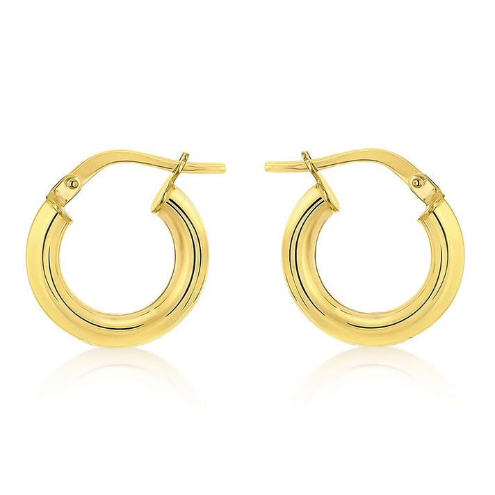9K Yellow Gold 3mm Tube 15mm Polished Hoop Creole Earring 7190111 1