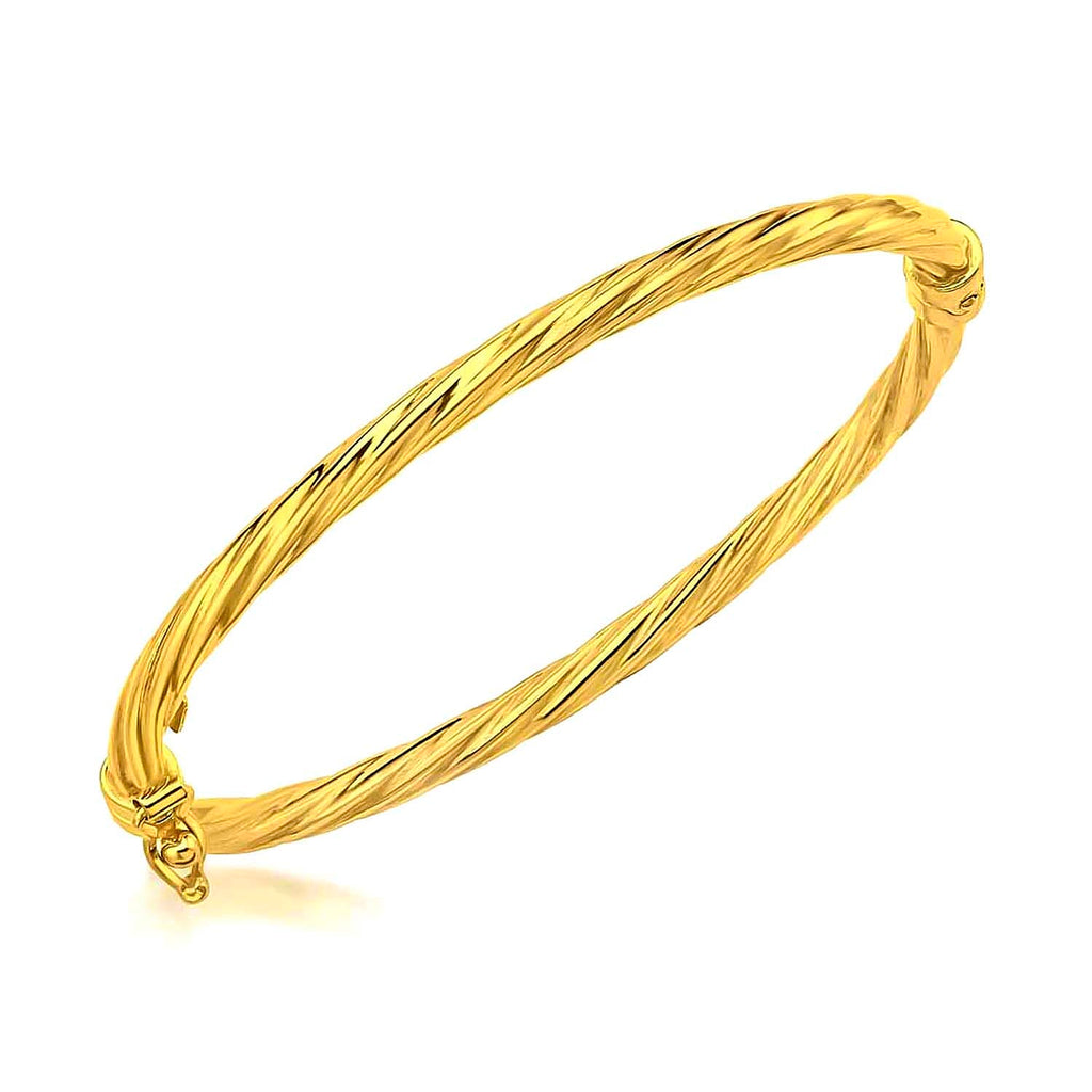 9K Yellow Gold 3mm Twist Oval 44mm x 37mm Baby Bangle