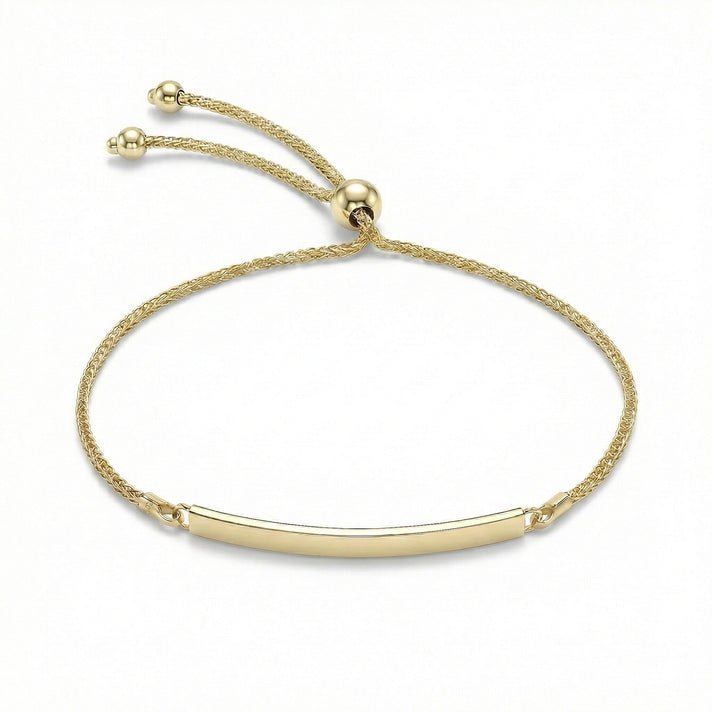 9K Yellow Gold 3mm X 34.5mm Spiga Chain Adjustable Slider Id Bracelet 9.5 Inch 7193960 1