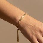 9K Yellow Gold 3mm X 34.5mm Spiga Chain Adjustable Slider Id Bracelet 9.5 Inch