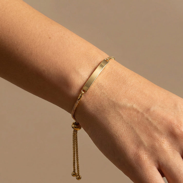9K Yellow Gold 3mm X 34.5mm Spiga Chain Adjustable Slider Id Bracelet 9.5 Inch 7193960 2