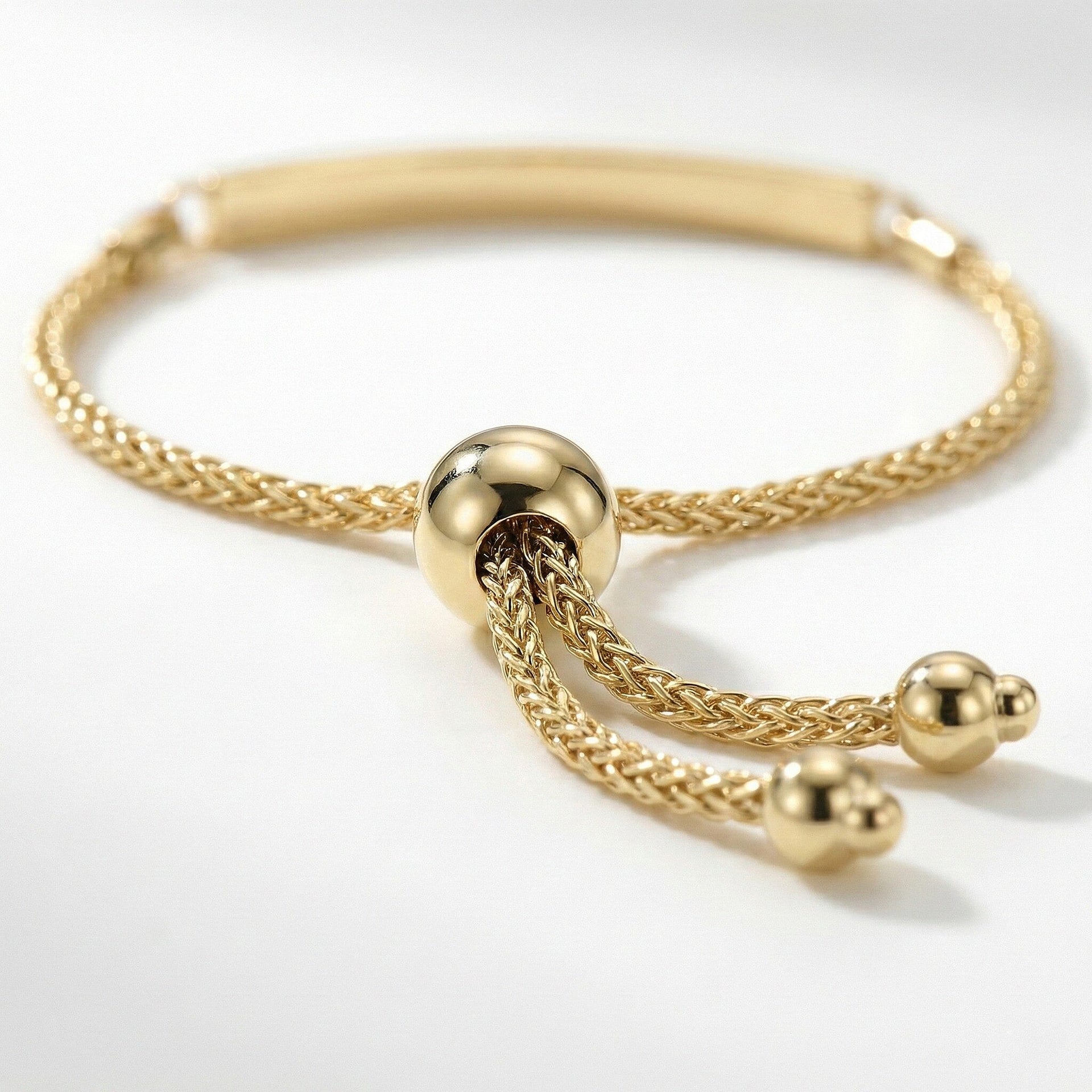 9K Yellow Gold 3mm X 34.5mm Spiga Chain Adjustable Slider Id Bracelet 9.5 Inch 7193960 4