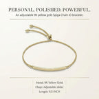 9K Yellow Gold 3mm X 34.5mm Spiga Chain Adjustable Slider Id Bracelet 9.5 Inch
