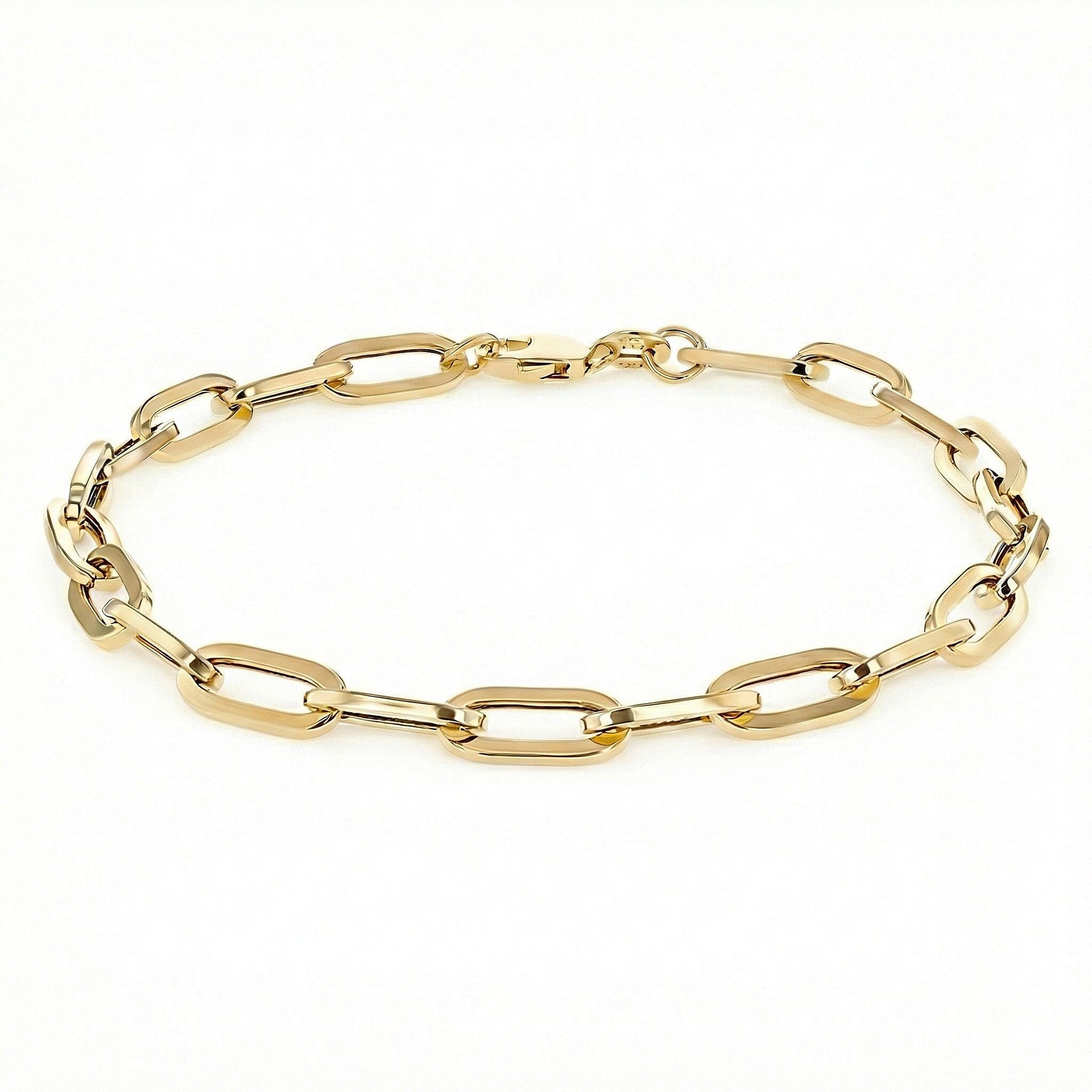 9K Yellow Gold 4.9MM Paperclip Chain Bracelet 7.5 Inch 3.7 grams 6093032 0