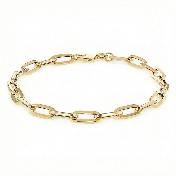 9K Yellow Gold 4.9MM Paperclip Chain Bracelet 7.5 Inch 3.7 grams 6093032 1