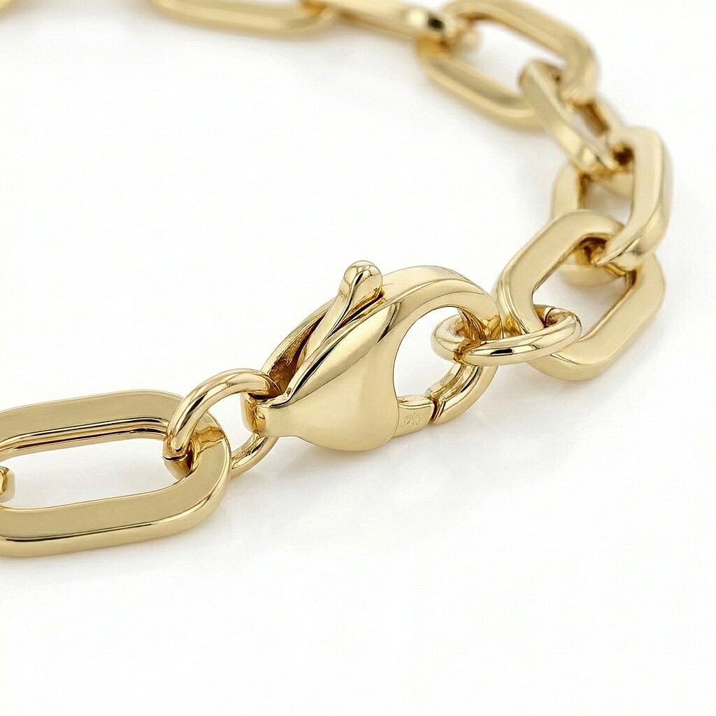 9K Yellow Gold 4.9MM Paperclip Chain Bracelet 7.5 Inch 3.7 grams 6093032 4