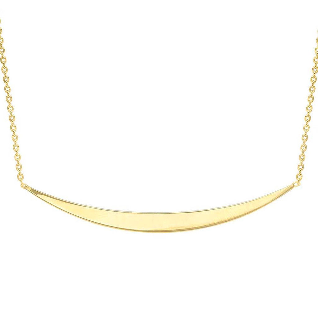 9K Yellow Gold 41mm X 3mm Curved Bar Adjustable Necklace 16 to 17 Inch