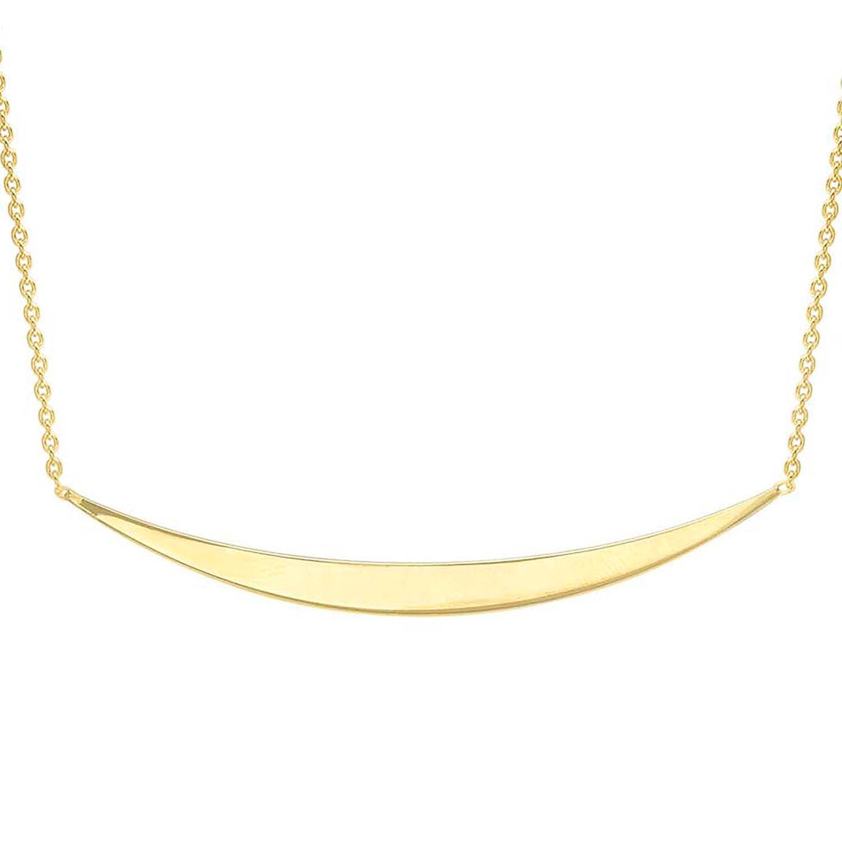 9K Yellow Gold 41mm X 3mm Curved Bar Adjustable Necklace 16 to 17 Inch 7189763 0