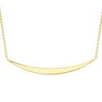 9K Yellow Gold 41mm X 3mm Curved Bar Adjustable Necklace 16 to 17 Inch
