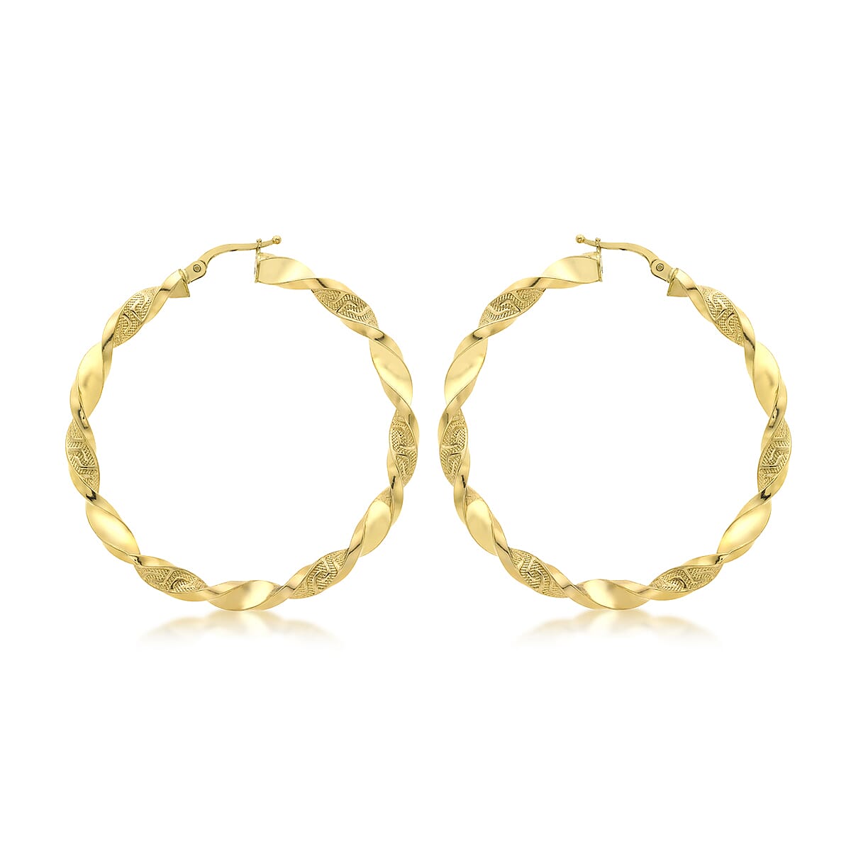 9K Yellow Gold 48mm Grecian Twist Creole Earrings 7078143 0