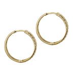 9K Yellow Gold 4mm X 23mm Quilted Large Hoop Earrings