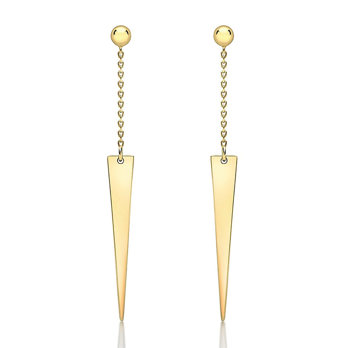 9K Yellow Gold 4mm X 41mm Triangle And Trace Chain Drop Earrings 7190147 1