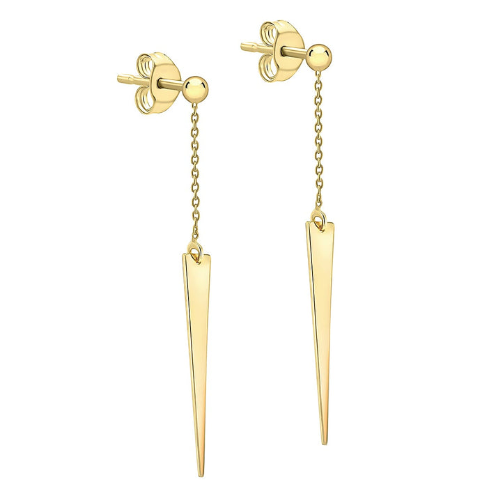 9K Yellow Gold 4mm X 41mm Triangle And Trace Chain Drop Earrings 7190147 2