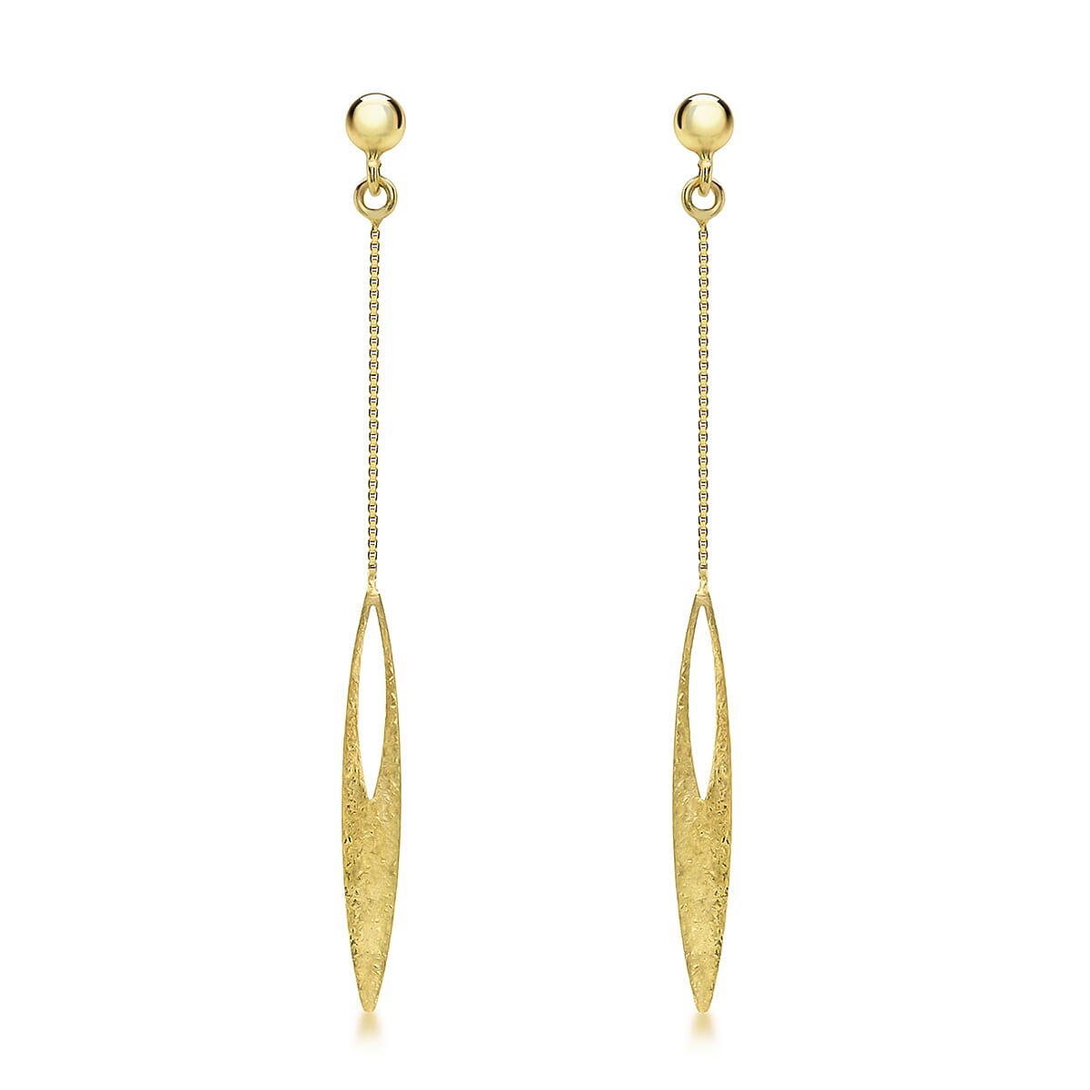 9K Yellow Gold 4mm x 53mm Elliptic Drop Earrings 8894740 0