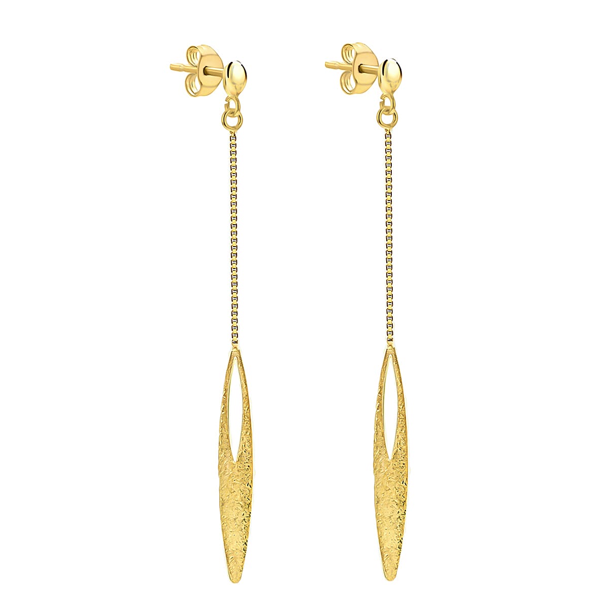 9K Yellow Gold 4mm x 53mm Elliptic Drop Earrings 8894740 1