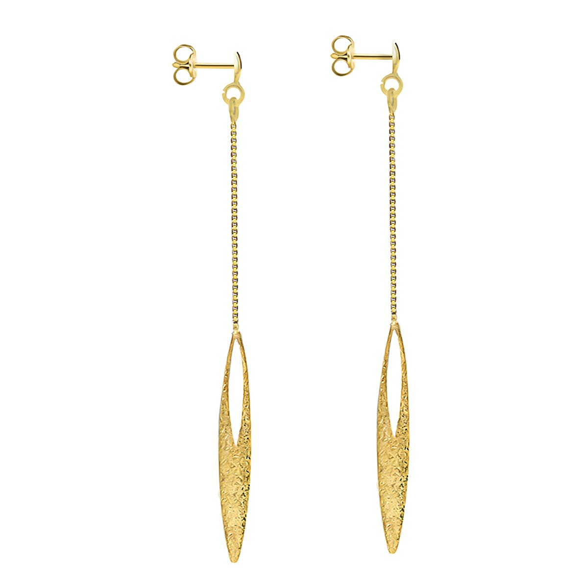 9K Yellow Gold 4mm x 53mm Elliptic Drop Earrings 8894740 2