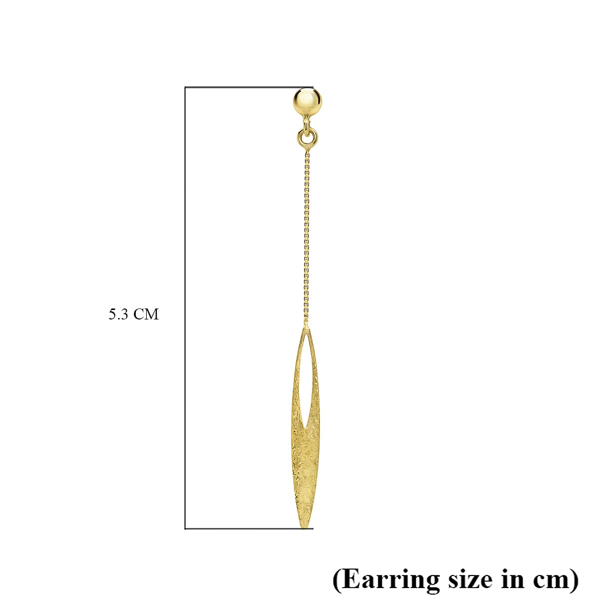 9K Yellow Gold 4mm x 53mm Elliptic Drop Earrings 8894740 3