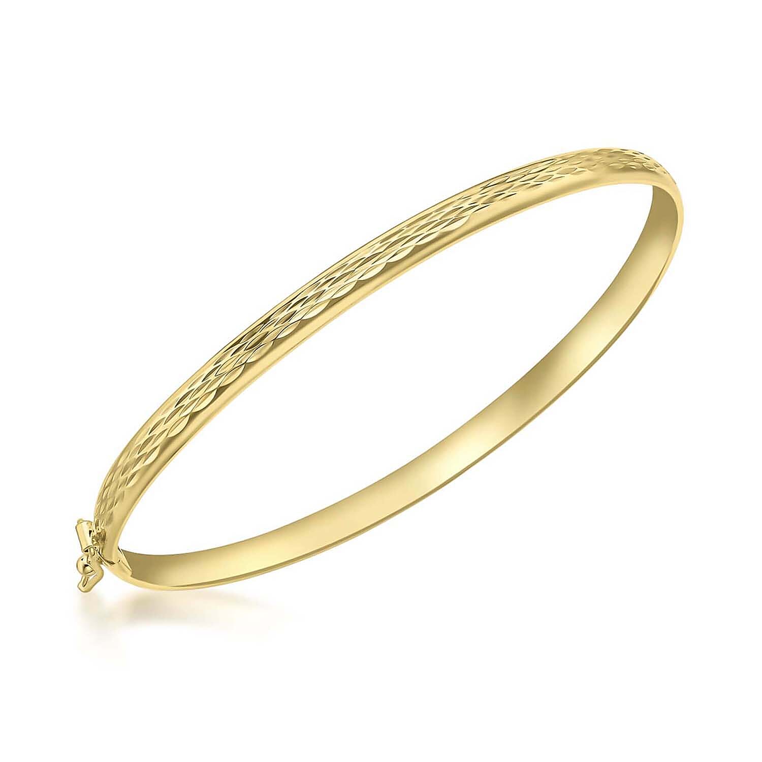 9K Yellow Gold 4mm Diamond Cut Bangle Supreme Finish 8894695 0