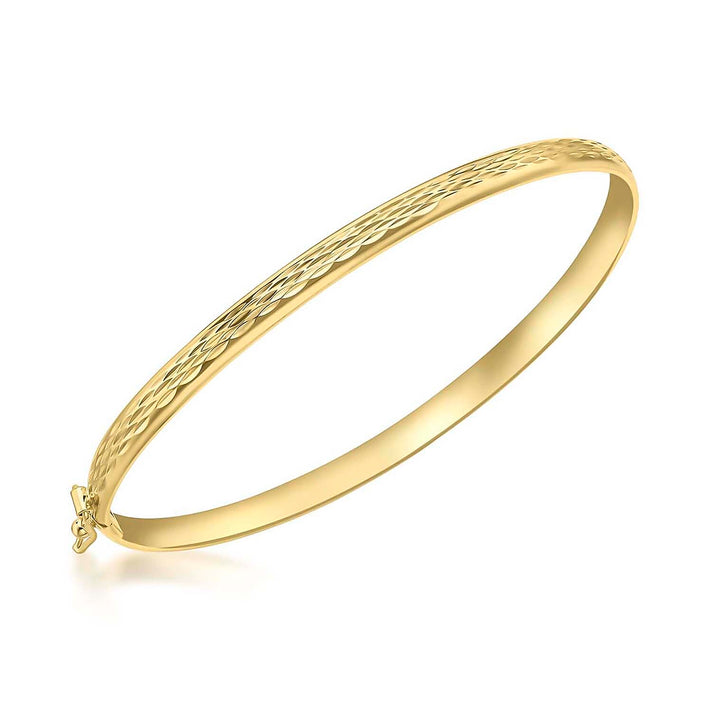 9K Yellow Gold 4mm Diamond Cut Bangle Supreme Finish 8894695 1