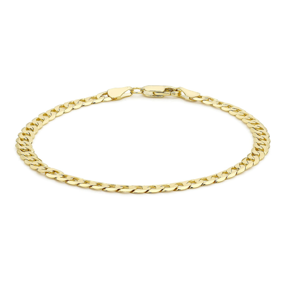9K Yellow Gold 4mm Flat Diamond Cut Curb Bracelet 9 Inch 7078117 0
