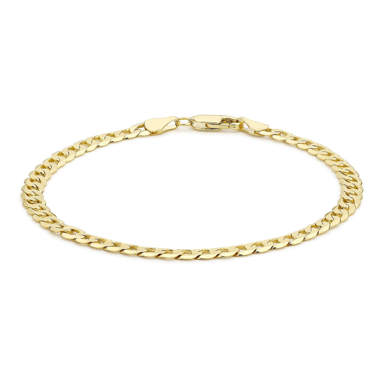 9K Yellow Gold 4mm Flat Diamond Cut Curb Bracelet 9 Inch 7078117 0