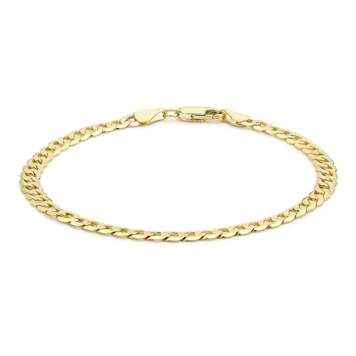 9K Yellow Gold 4mm Flat Diamond Cut Curb Bracelet 9 Inch 7078117 1