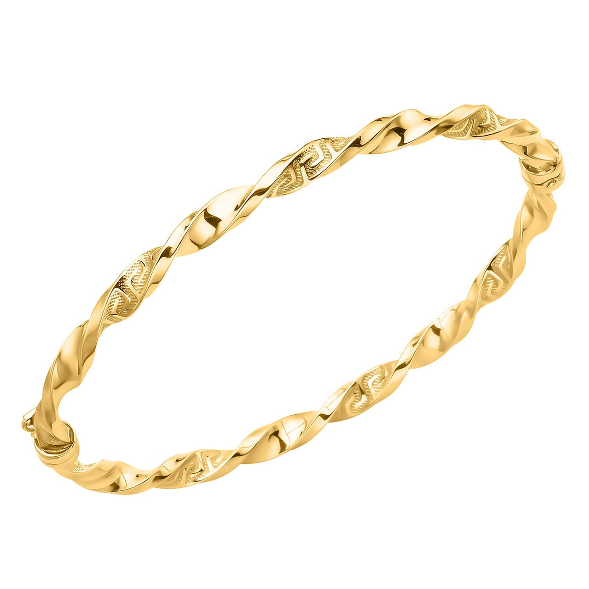 9K Yellow Gold 4mm Greek Key Twist Bangle 8894696 0
