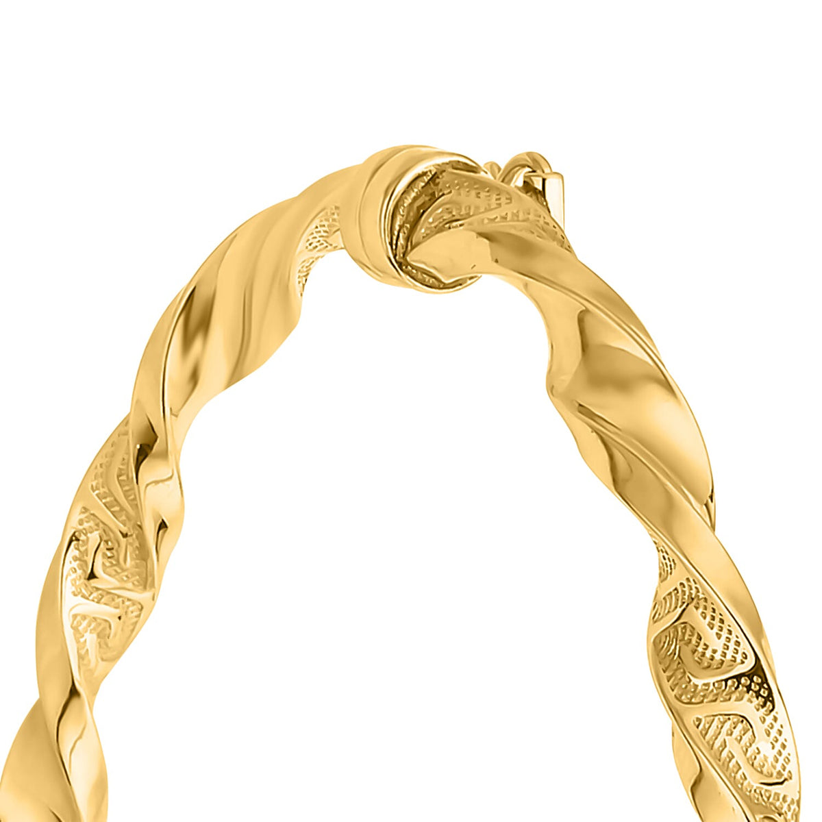 9K Yellow Gold 4mm Greek Key Twist Bangle 8894696 3