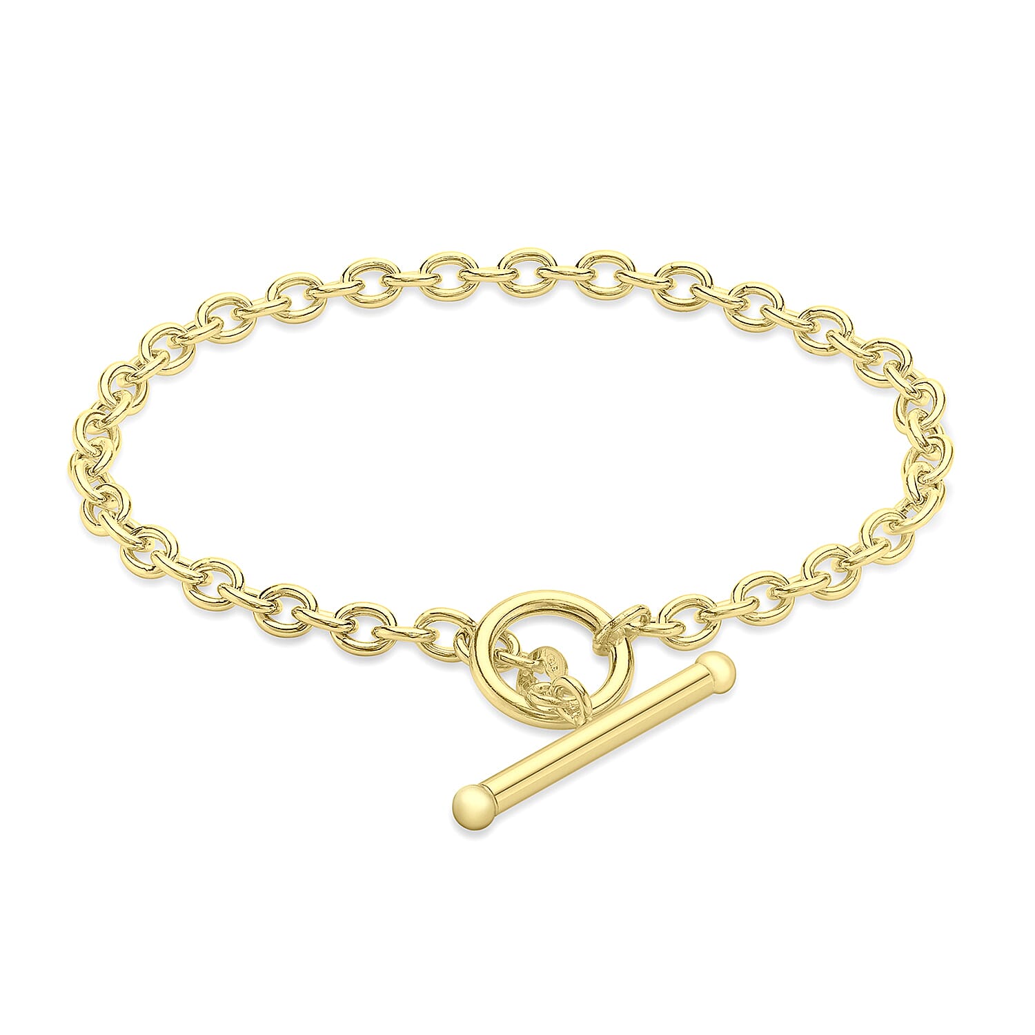9K Yellow Gold 4mm Oval Link T Bar Belcher Bracelet 7.5 Inch 7078125 0