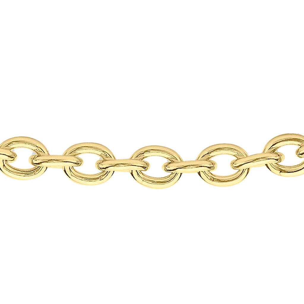 9K Yellow Gold 4mm Oval Link T Bar Belcher Bracelet 7.5 Inch