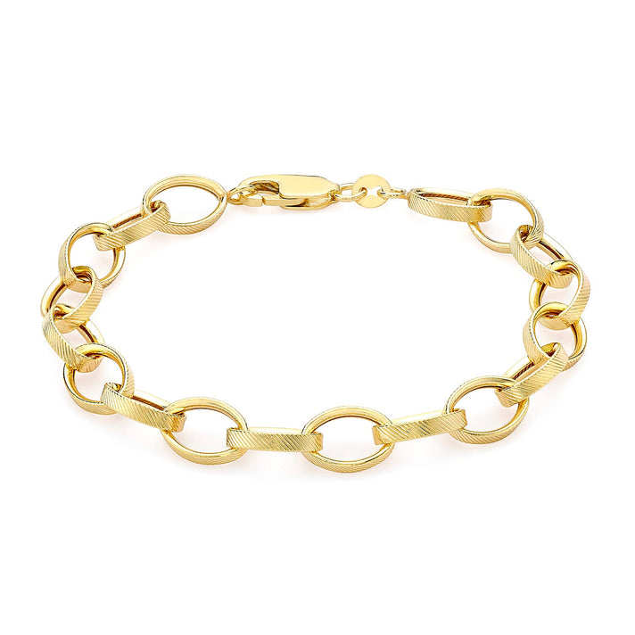 9K Yellow Gold 4mm Oval Link T Bar Belcher Bracelet 7.5 Inch 7078126 1