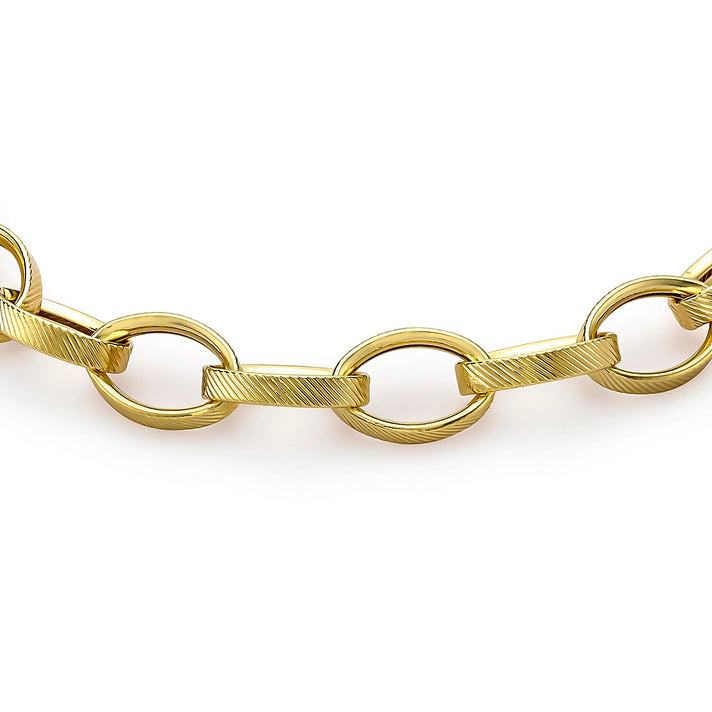 9K Yellow Gold 4mm Oval Link T Bar Belcher Bracelet 7.5 Inch 7078126 2