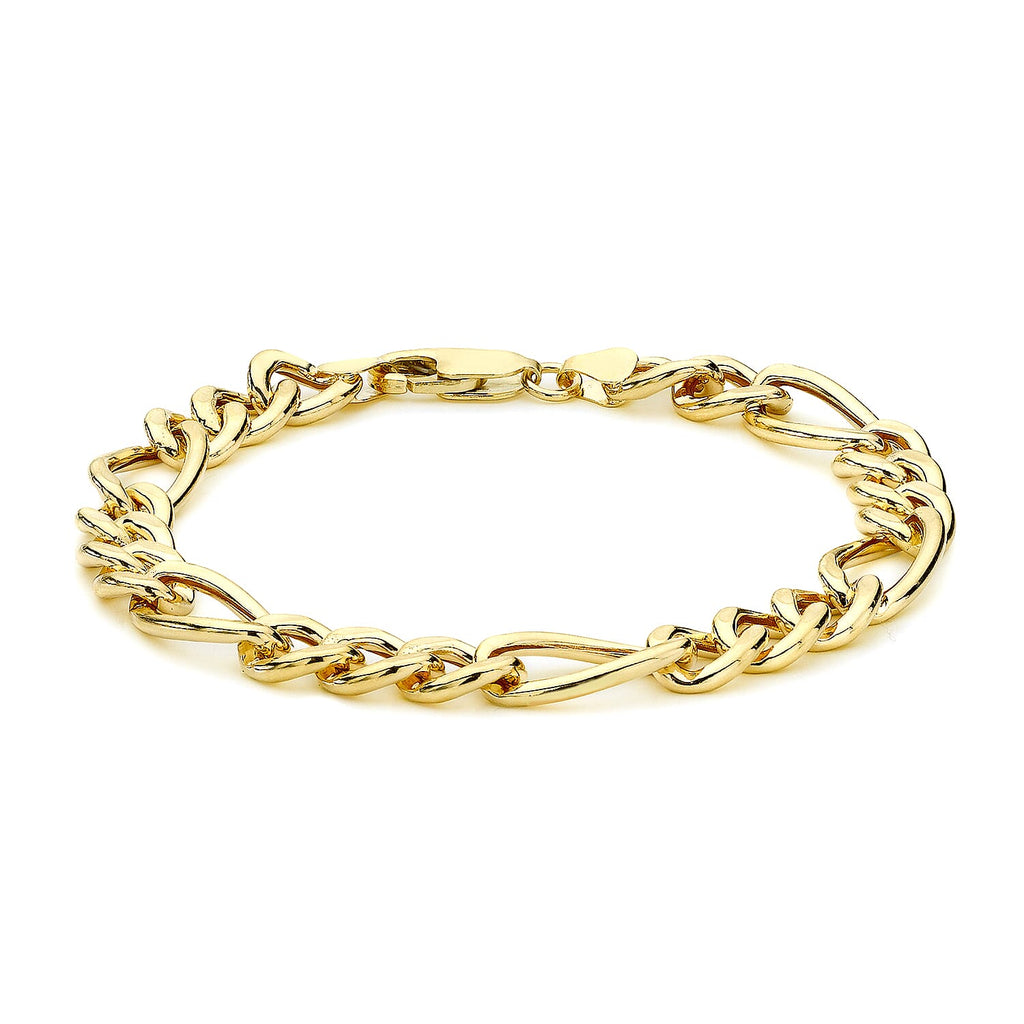 9K Yellow Gold 4mm Oval Link T Bar Belcher Bracelet 7.5 Inch