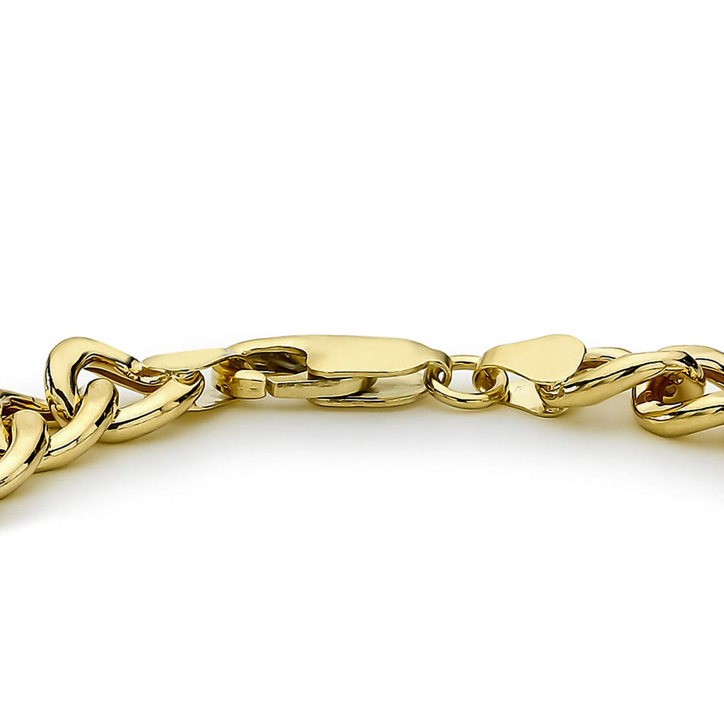 9K Yellow Gold 4mm Oval Link T Bar Belcher Bracelet 7.5 Inch