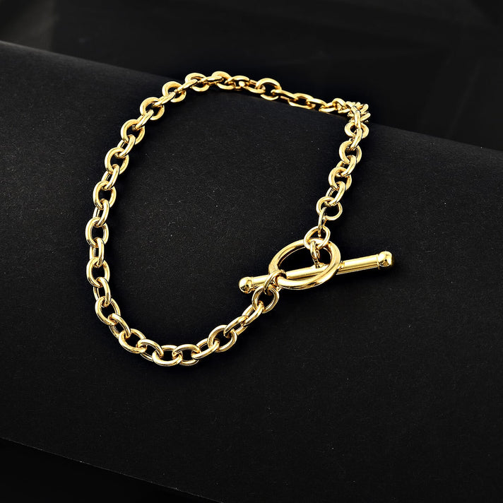 9K Yellow Gold 4mm Oval Link T Bar Belcher Bracelet 7 Inch 7193405 2