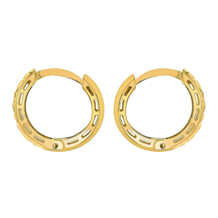 9K Yellow Gold 4mm Tube 12.5mm Diamond Cut Lever Back Hoop Earrings 7190110 2