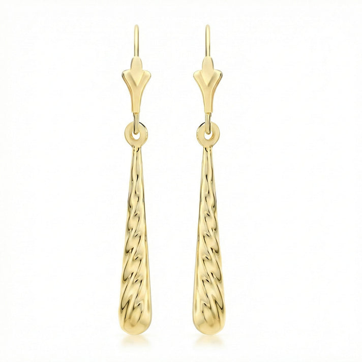 9K Yellow Gold 4mm X 30mm Drop Earrings 7078151 1