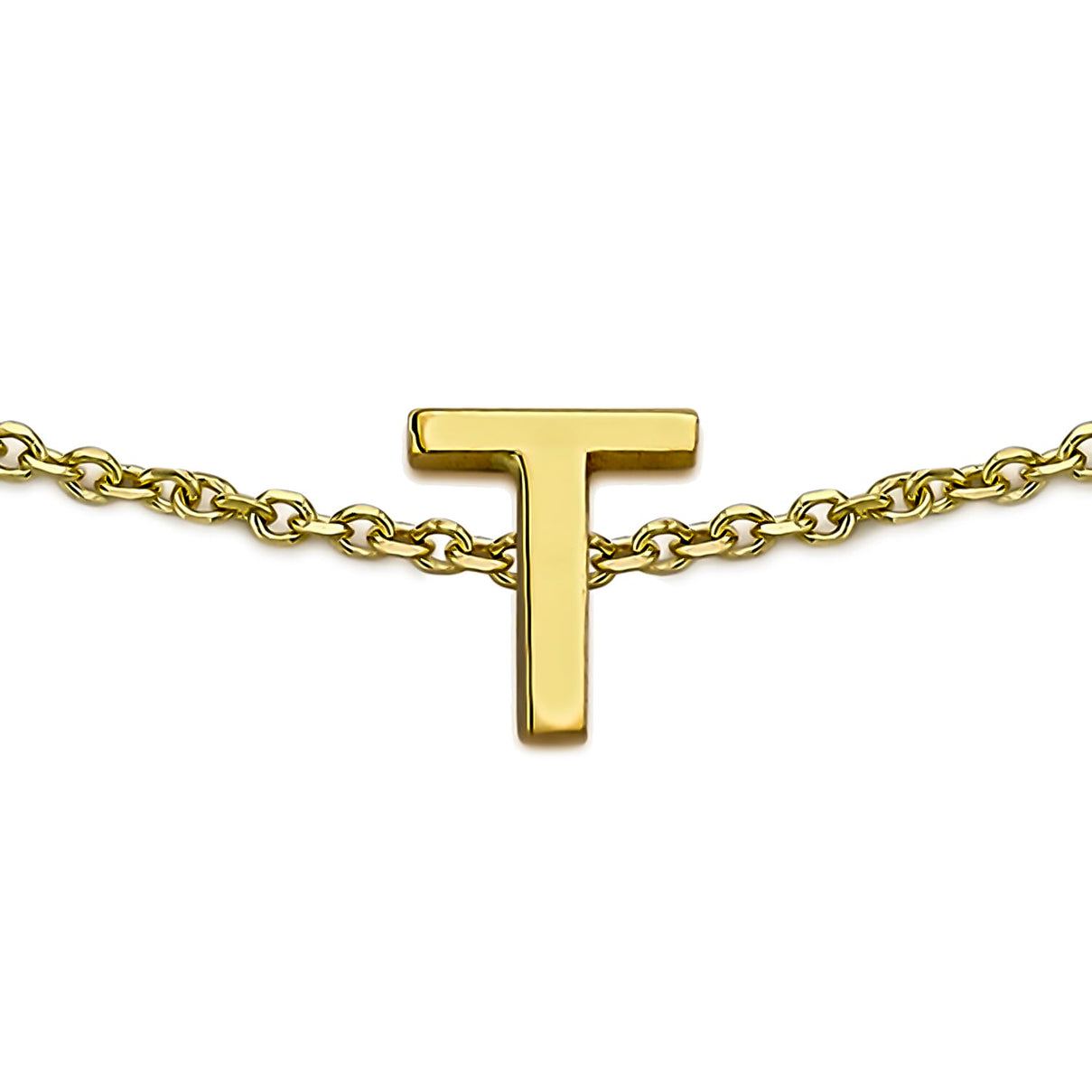 9K Yellow Gold 4mm X 5mm 'T' Initial Adjustable Bracelet 6 to 7.2 Inch 7193934 0
