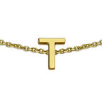9K Yellow Gold 4mm X 5mm 'T' Initial Adjustable Bracelet 6 to 7.2 Inch