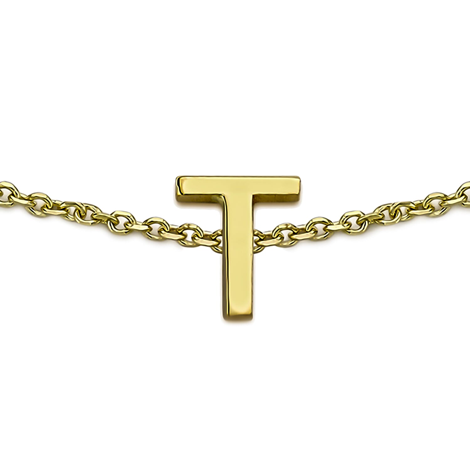 9K Yellow Gold 4mm X 5mm 'T' Initial Adjustable Bracelet 6 to 7.2 Inch 7193934 0