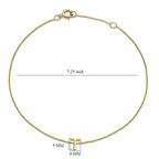 9K Yellow Gold 4mm X 5mm 'T' Initial Adjustable Bracelet 6 to 7.2 Inch