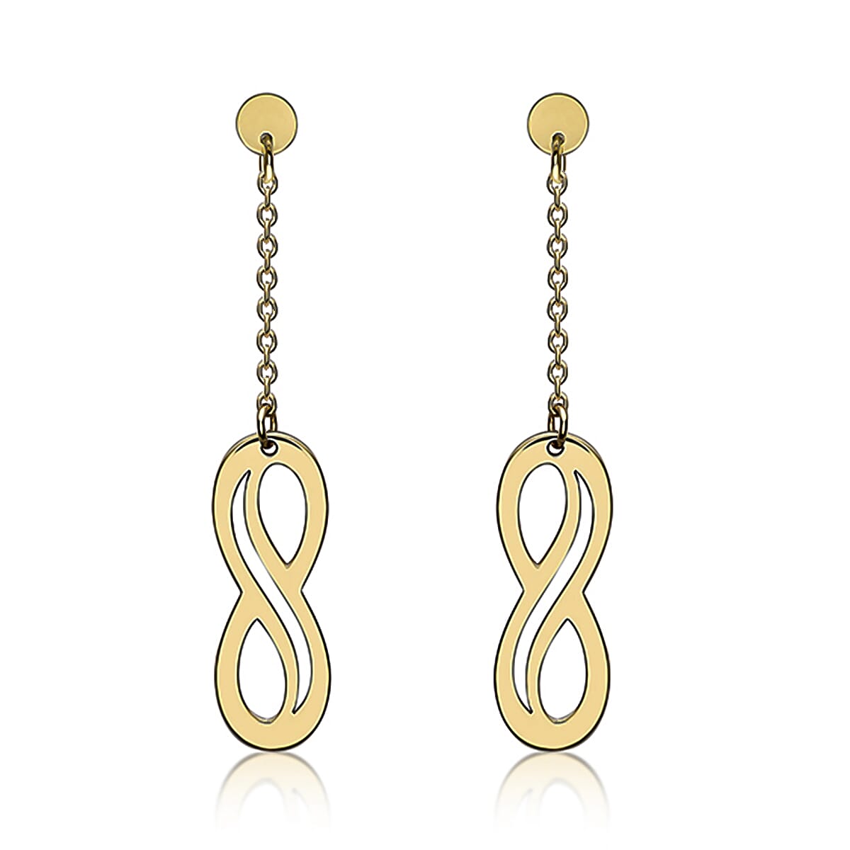 9K Yellow Gold 5.5mm X 15mm Cutout Infinity Symbol And Chain Drop Earrings 7190148 0