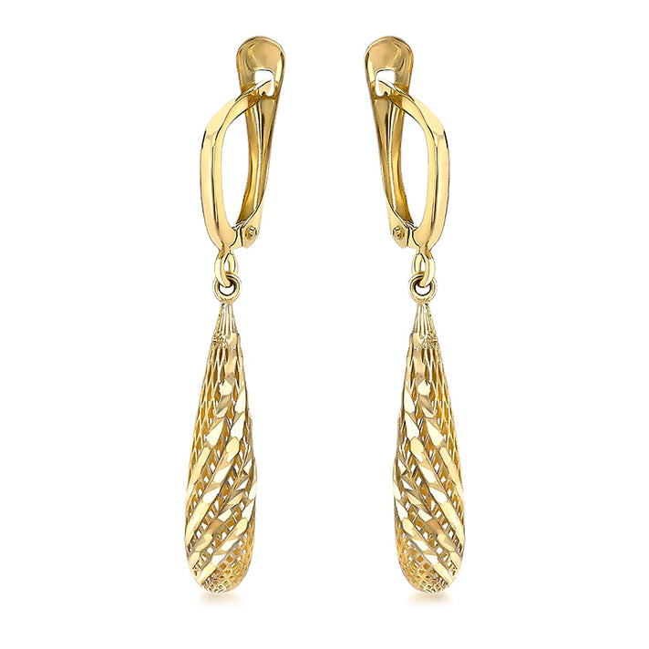 9K Yellow Gold 5.5mm x 37.5mm Teardrop Earrings 8894723 1