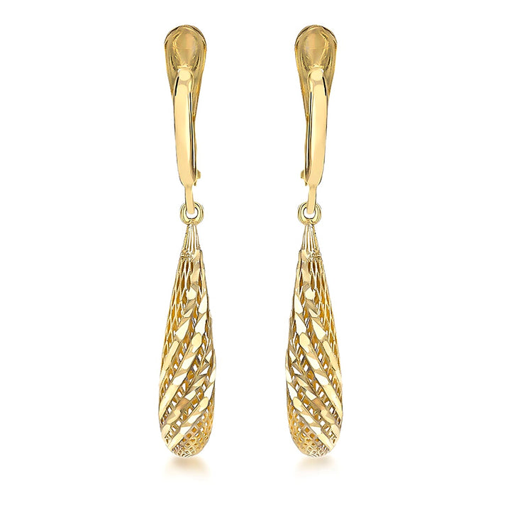 9K Yellow Gold 5.5mm x 37.5mm Teardrop Earrings 8894723 2