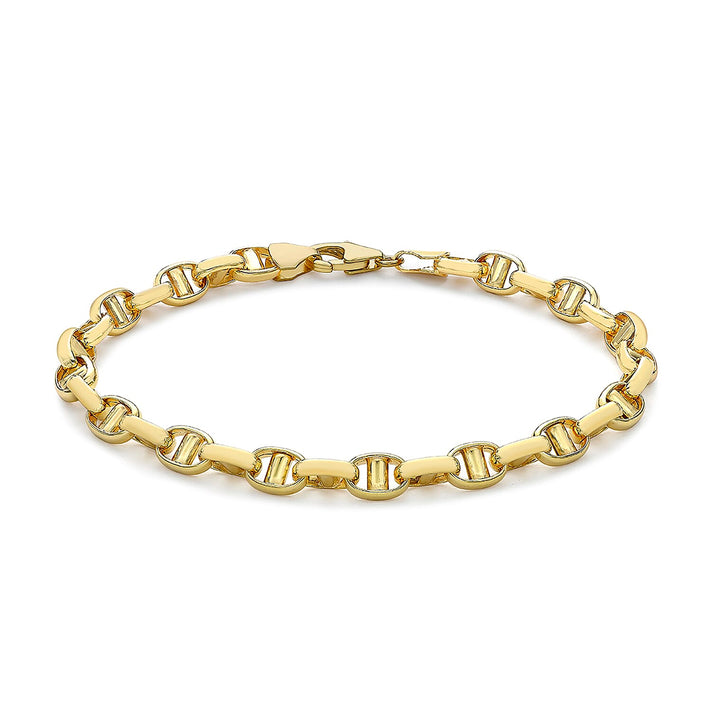 9K Yellow Gold 5.5mm Hollow Rambo Chain Bracelet 7.5 Inch 8894686 1