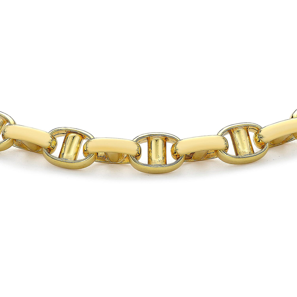 9K Yellow Gold 5.5mm Hollow Rambo Chain Bracelet 7.5 Inch 8894686 1