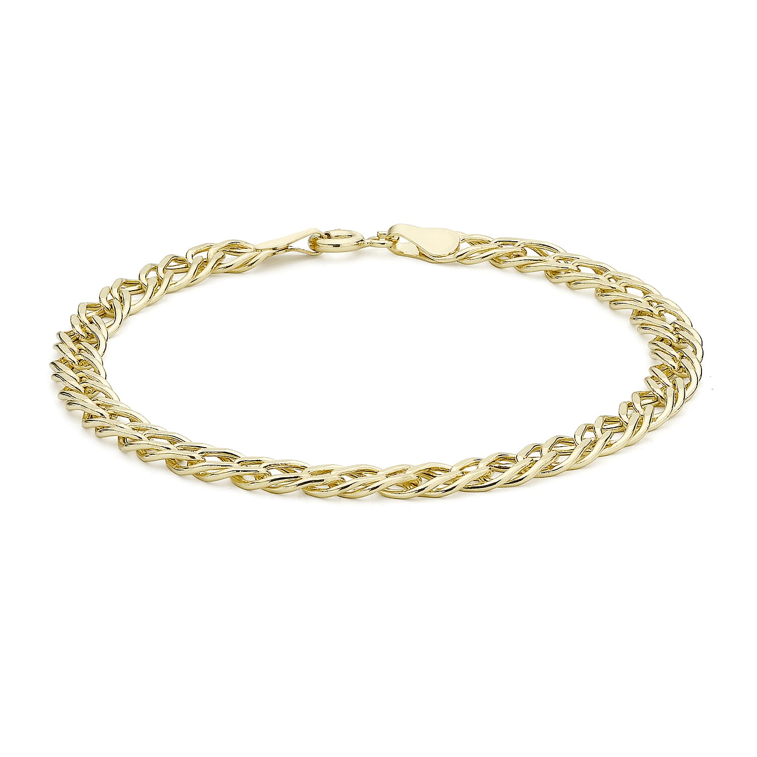 9K Yellow Gold 5mm Diamond Cut Hollow Double-Curb Bracelet 7 Inch 7078118 0